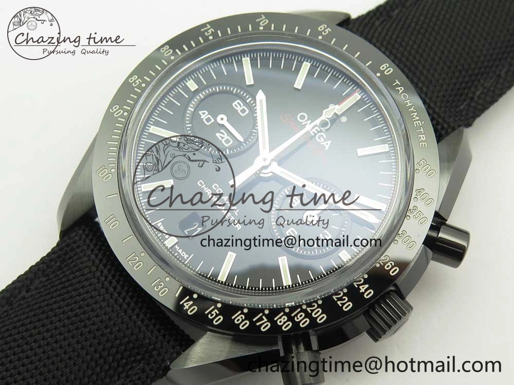 SmartChoice Speedmaster “Dark Side of The Moon” Real Ceramic OMF 1:1 Best Edition on Nylon Strap A 7977