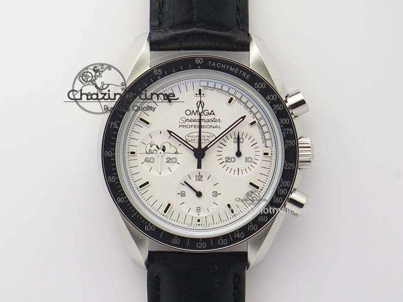 Speedmaster JHF SS Snoopy Award 45th Anniversary White Dial On Black Leather Strap Comfortable 8238