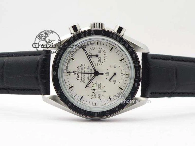 Speedmaster JHF SS Snoopy Award 45th Anniversary White Dial On Black Leather Strap Comfortable 8238