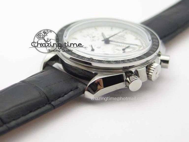 Speedmaster JHF SS Snoopy Award 45th Anniversary White Dial On Black Leather Strap Comfortable 8238