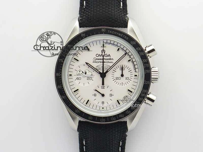 Efficient Speedmaster JHF SS Snoopy Award 45th Anniversary White Dial On Black Nylon Strap 8209