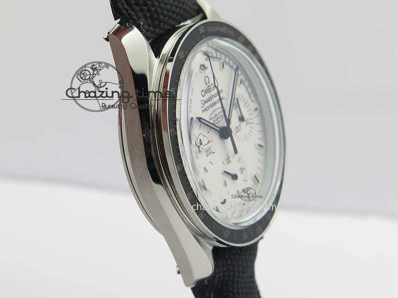 Efficient Speedmaster JHF SS Snoopy Award 45th Anniversary White Dial On Black Nylon Strap 8209