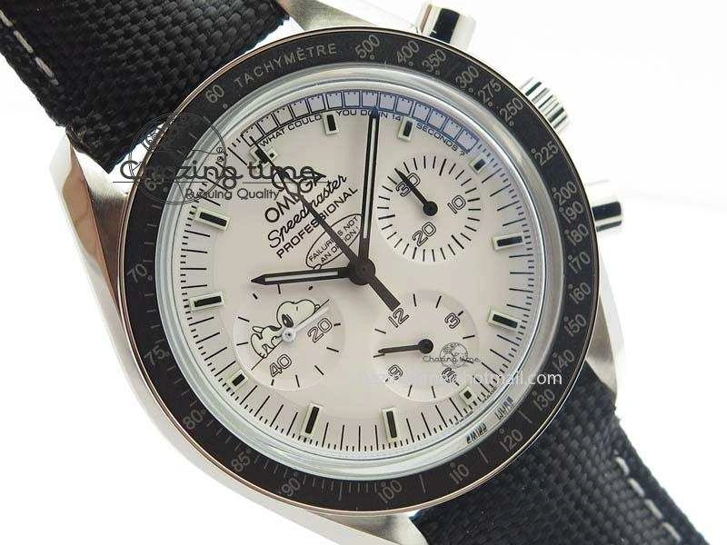 Efficient Speedmaster JHF SS Snoopy Award 45th Anniversary White Dial On Black Nylon Strap 8209