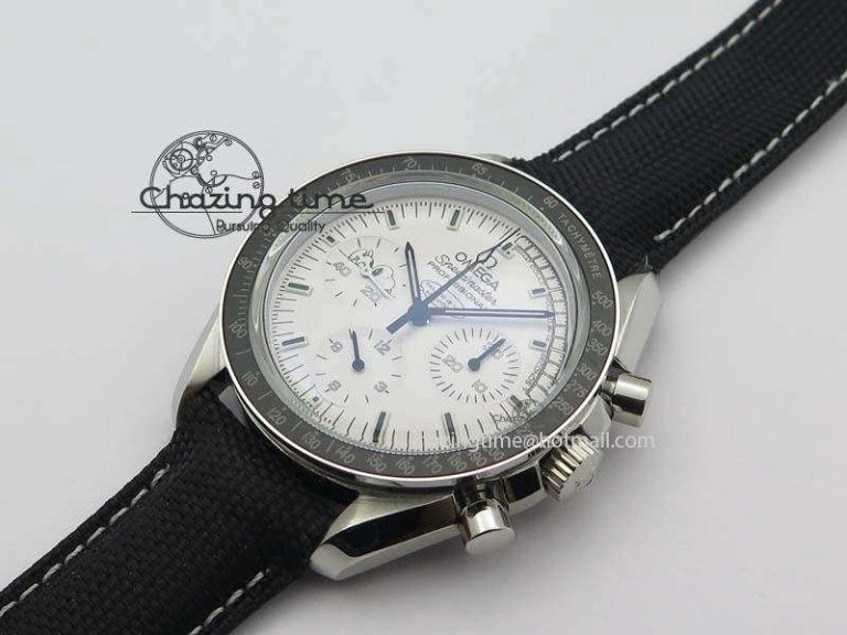 Efficient Speedmaster JHF SS Snoopy Award 45th Anniversary White Dial On Black Nylon Strap 8209