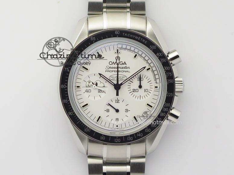 Functional Speedmaster JHF SS Snoopy Award 45th Anniversary White dial On SS Bracelet 8239