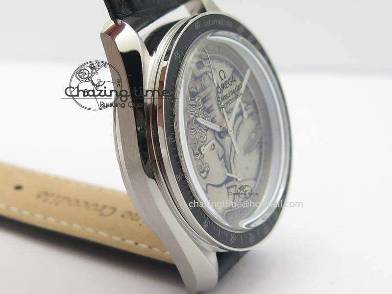 Speedmaster JHF SS ‘Work on the Moon’ Gary Dial On Black Leather Strap Trendy 8240