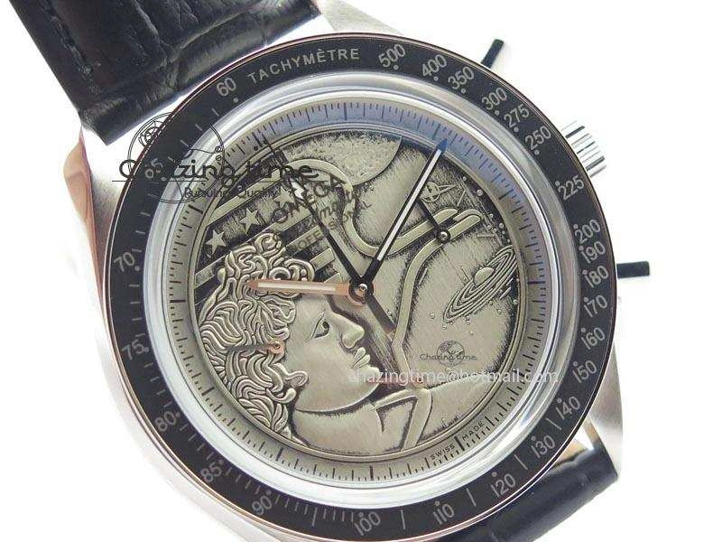 Speedmaster JHF SS ‘Work on the Moon’ Gary Dial On Black Leather Strap Trendy 8240