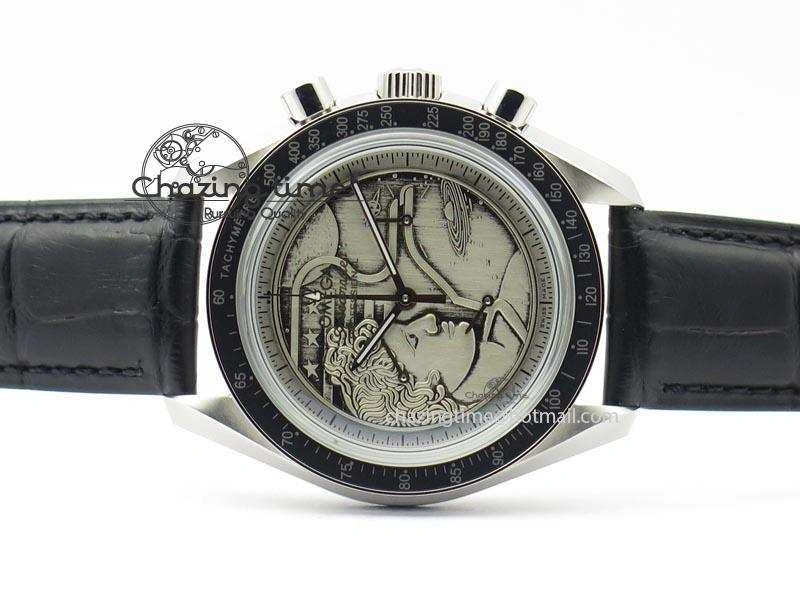 Speedmaster JHF SS ‘Work on the Moon’ Gary Dial On Black Leather Strap Trendy 8240