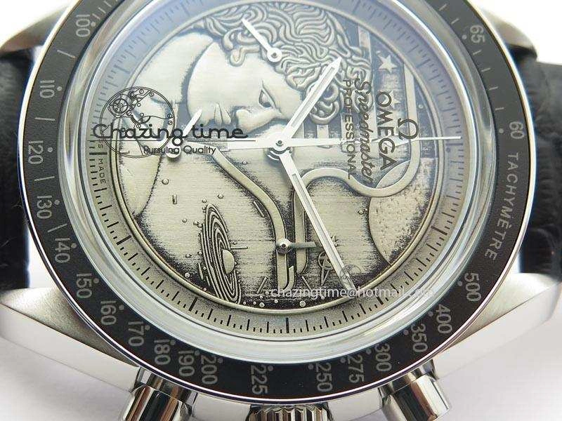 Speedmaster JHF SS ‘Work on the Moon’ Gary Dial On Black Leather Strap Trendy 8240