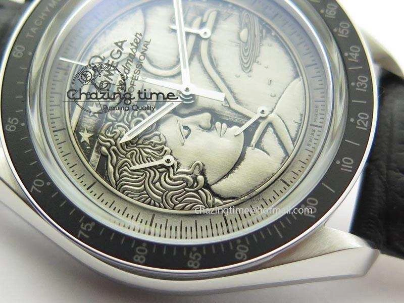 Speedmaster JHF SS ‘Work on the Moon’ Gary Dial On Black Leather Strap Trendy 8240
