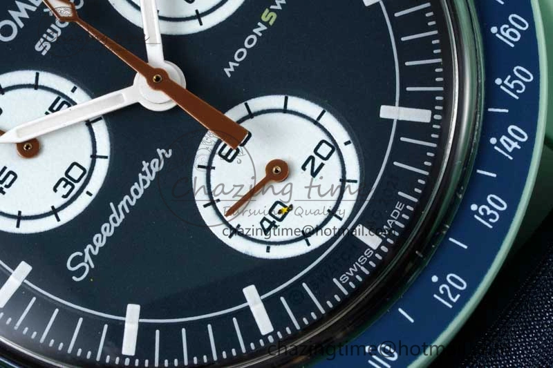 Unique Speedmaster Misson On Earth 1:1 Best Edition Blue Dial On Nylon Strap Quartz 7859