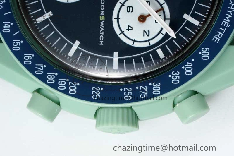 Unique Speedmaster Misson On Earth 1:1 Best Edition Blue Dial On Nylon Strap Quartz 7859