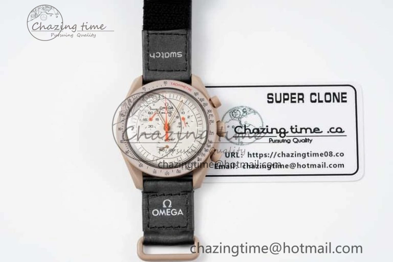 Speedmaster Misson To Jupiter 1:1 Best Edition Brown Dial On Nylon Strap Quartz Compact 7857