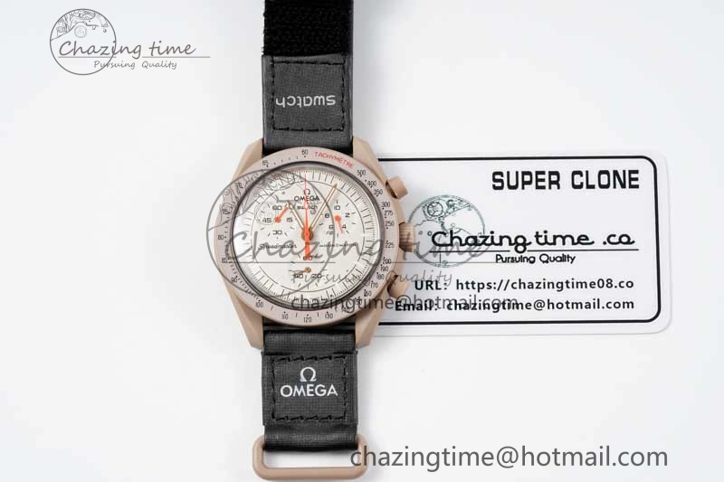 Speedmaster Misson To Jupiter 1:1 Best Edition Brown Dial On Nylon Strap Quartz Compact 7857