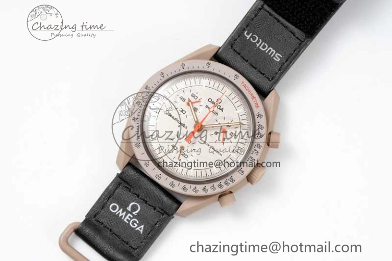 Speedmaster Misson To Jupiter 1:1 Best Edition Brown Dial On Nylon Strap Quartz Compact 7857