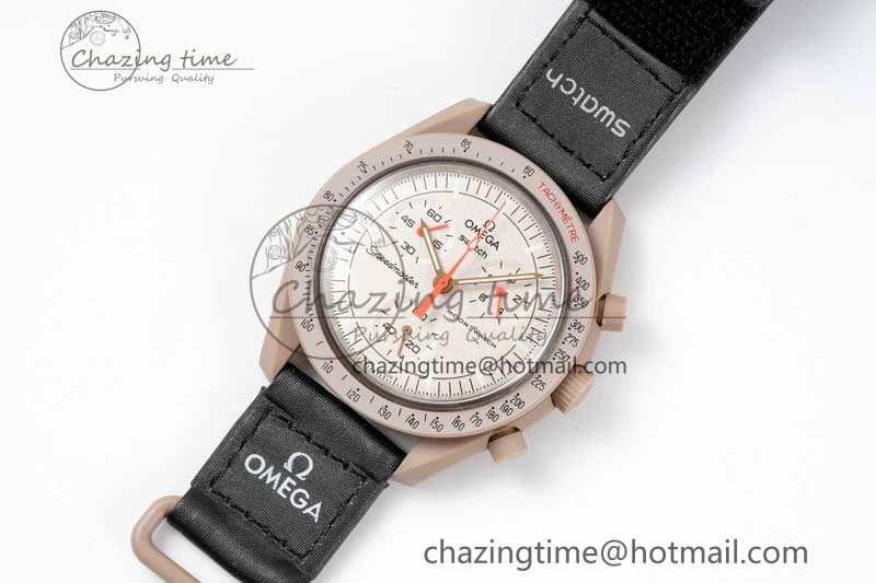 Speedmaster Misson To Jupiter 1:1 Best Edition Brown Dial On Nylon Strap Quartz Compact 7857