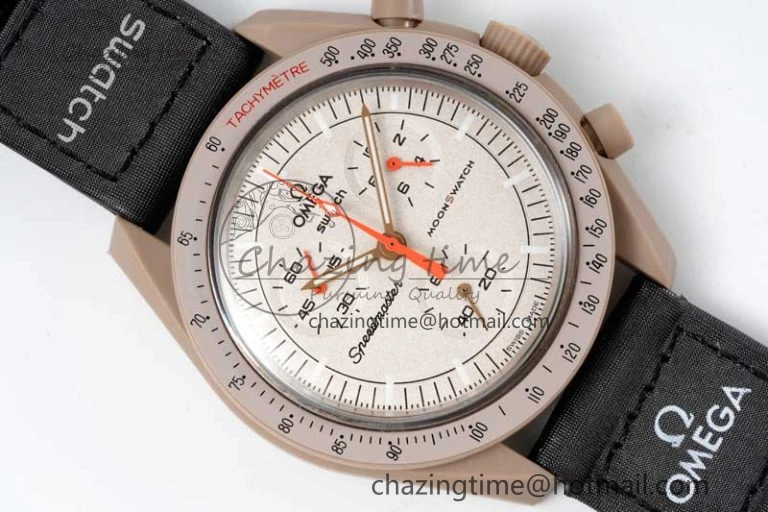 Speedmaster Misson To Jupiter 1:1 Best Edition Brown Dial On Nylon Strap Quartz Compact 7857