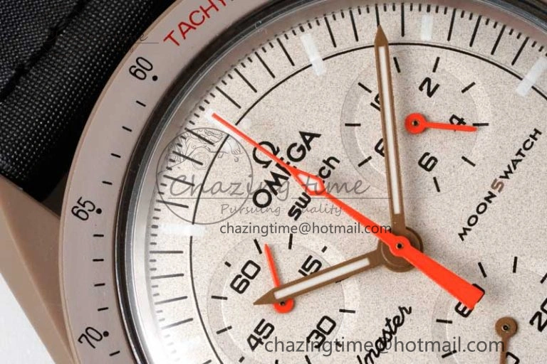 Speedmaster Misson To Jupiter 1:1 Best Edition Brown Dial On Nylon Strap Quartz Compact 7857