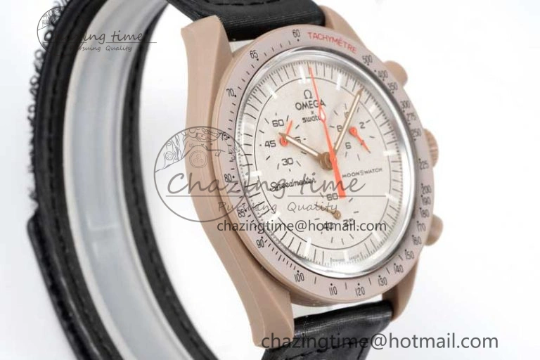 Speedmaster Misson To Jupiter 1:1 Best Edition Brown Dial On Nylon Strap Quartz Compact 7857