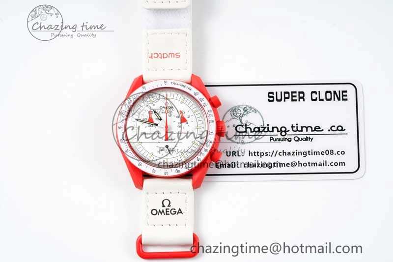Speedmaster Misson To Mars 1:1 Best Edition White Dial On Nylon Strap Quartz Bold 7862