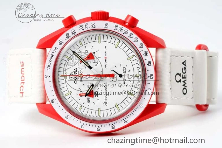 Speedmaster Misson To Mars 1:1 Best Edition White Dial On Nylon Strap Quartz Bold 7862