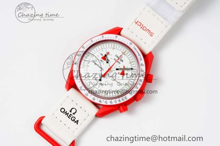 Speedmaster Misson To Mars 1:1 Best Edition White Dial On Nylon Strap Quartz Bold 7862