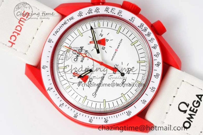 Speedmaster Misson To Mars 1:1 Best Edition White Dial On Nylon Strap Quartz Bold 7862