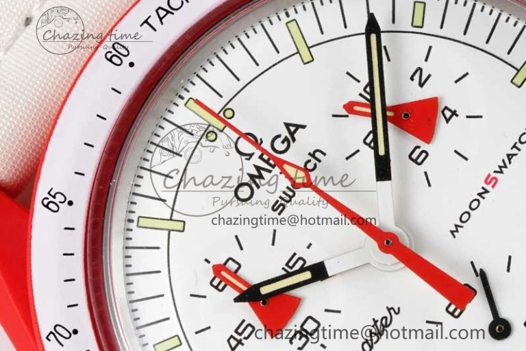 Speedmaster Misson To Mars 1:1 Best Edition White Dial On Nylon Strap Quartz Bold 7862