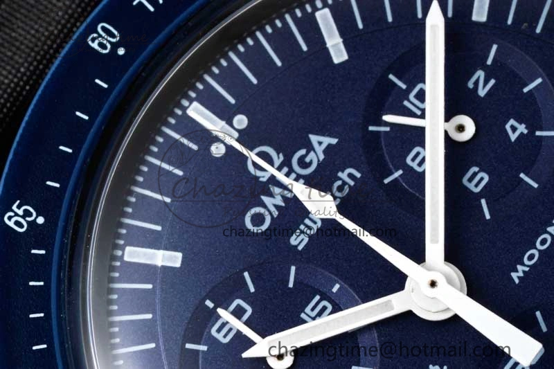 Affordable Speedmaster Misson To Neptune 1:1 Best Edition Blue Dial On Nylon Strap Quartz 7854