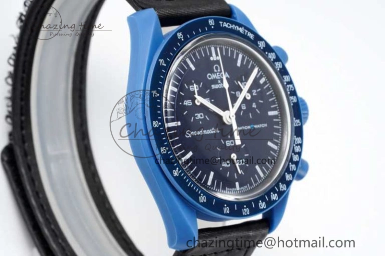 Affordable Speedmaster Misson To Neptune 1:1 Best Edition Blue Dial On Nylon Strap Quartz 7854