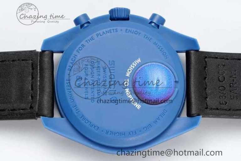 Affordable Speedmaster Misson To Neptune 1:1 Best Edition Blue Dial On Nylon Strap Quartz 7854