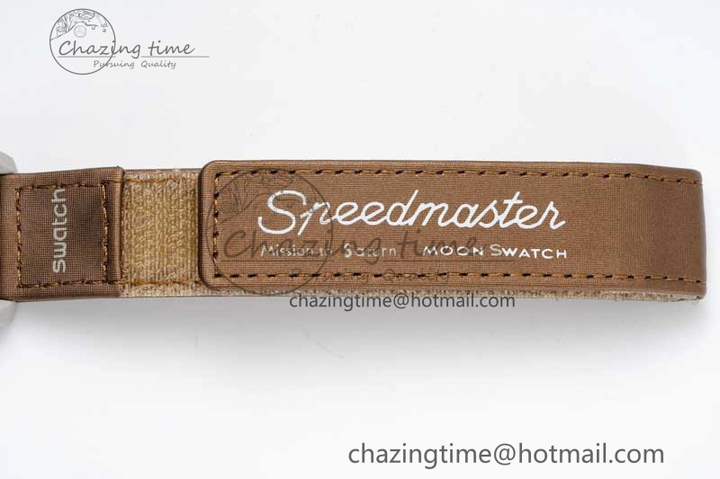 Speedmaster Misson To Saturn 1:1 Best Edition Beige Dial On Nylon Strap Quartz UrbanStyle 7861