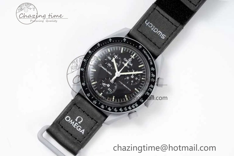 HighPerformance Speedmaster Misson To The Moon 1:1 Best Edition Black Dial On Nylon Strap Quartz 7856