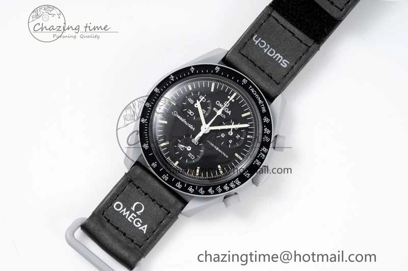 HighPerformance Speedmaster Misson To The Moon 1:1 Best Edition Black Dial On Nylon Strap Quartz 7856