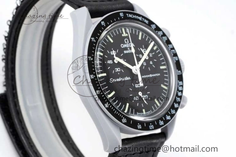 HighPerformance Speedmaster Misson To The Moon 1:1 Best Edition Black Dial On Nylon Strap Quartz 7856