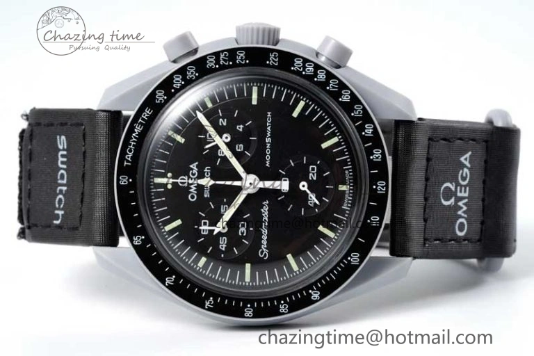 HighPerformance Speedmaster Misson To The Moon 1:1 Best Edition Black Dial On Nylon Strap Quartz 7856