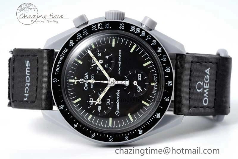 HighPerformance Speedmaster Misson To The Moon 1:1 Best Edition Black Dial On Nylon Strap Quartz 7856