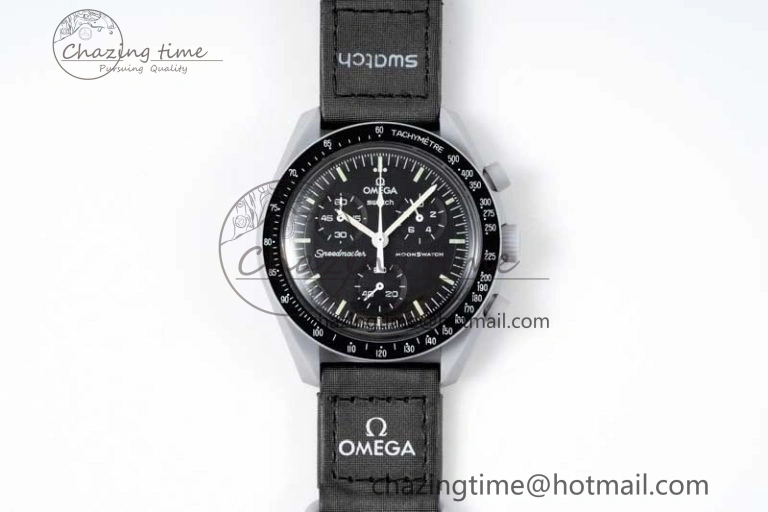 HighPerformance Speedmaster Misson To The Moon 1:1 Best Edition Black Dial On Nylon Strap Quartz 7856