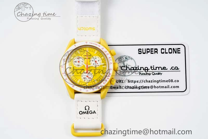 SmoothTexture Speedmaster Misson To The Sun 1:1 Best Edition Yellow Dial On Nylon Strap Quartz 7855