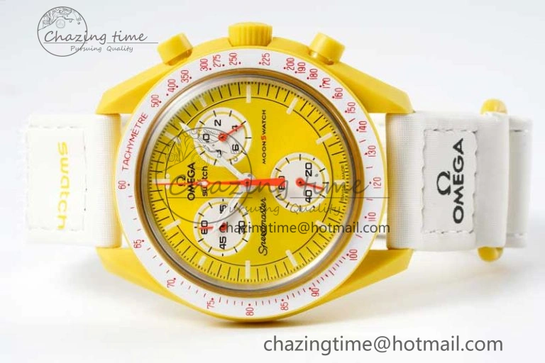 SmoothTexture Speedmaster Misson To The Sun 1:1 Best Edition Yellow Dial On Nylon Strap Quartz 7855