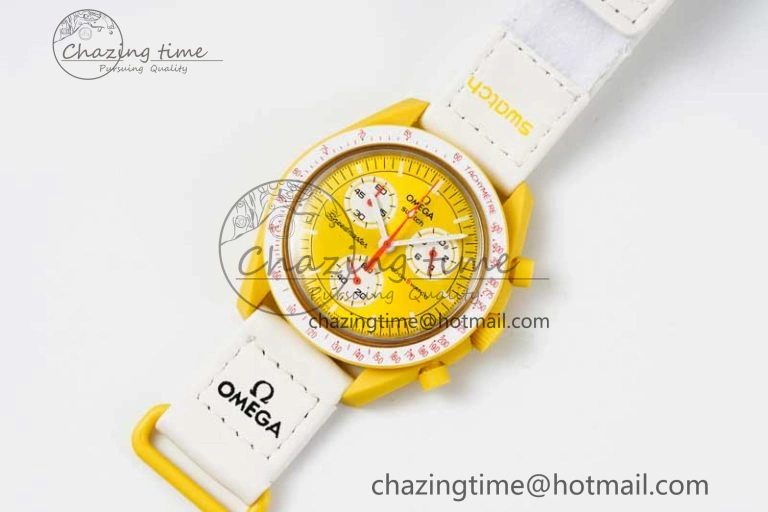SmoothTexture Speedmaster Misson To The Sun 1:1 Best Edition Yellow Dial On Nylon Strap Quartz 7855