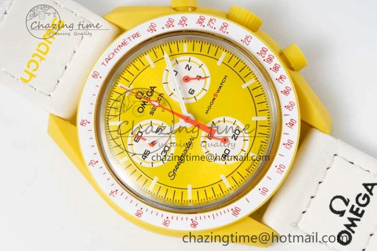 SmoothTexture Speedmaster Misson To The Sun 1:1 Best Edition Yellow Dial On Nylon Strap Quartz 7855