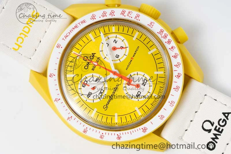 SmoothTexture Speedmaster Misson To The Sun 1:1 Best Edition Yellow Dial On Nylon Strap Quartz 7855
