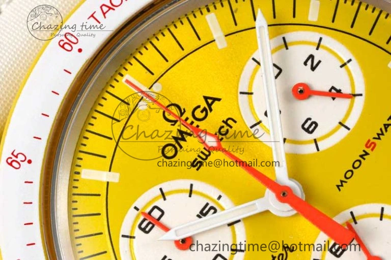 SmoothTexture Speedmaster Misson To The Sun 1:1 Best Edition Yellow Dial On Nylon Strap Quartz 7855