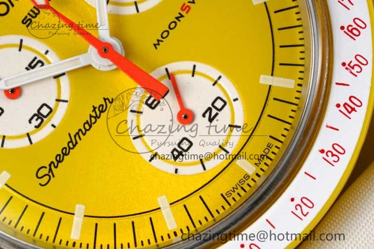 SmoothTexture Speedmaster Misson To The Sun 1:1 Best Edition Yellow Dial On Nylon Strap Quartz 7855