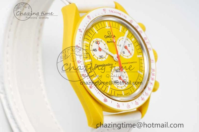 SmoothTexture Speedmaster Misson To The Sun 1:1 Best Edition Yellow Dial On Nylon Strap Quartz 7855