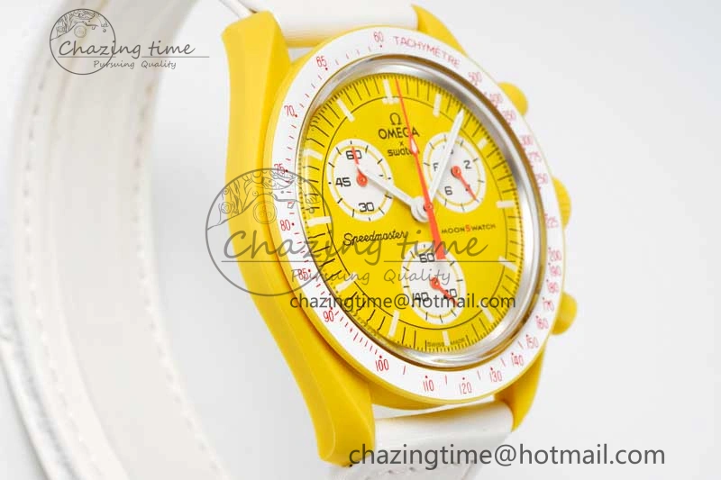 SmoothTexture Speedmaster Misson To The Sun 1:1 Best Edition Yellow Dial On Nylon Strap Quartz 7855