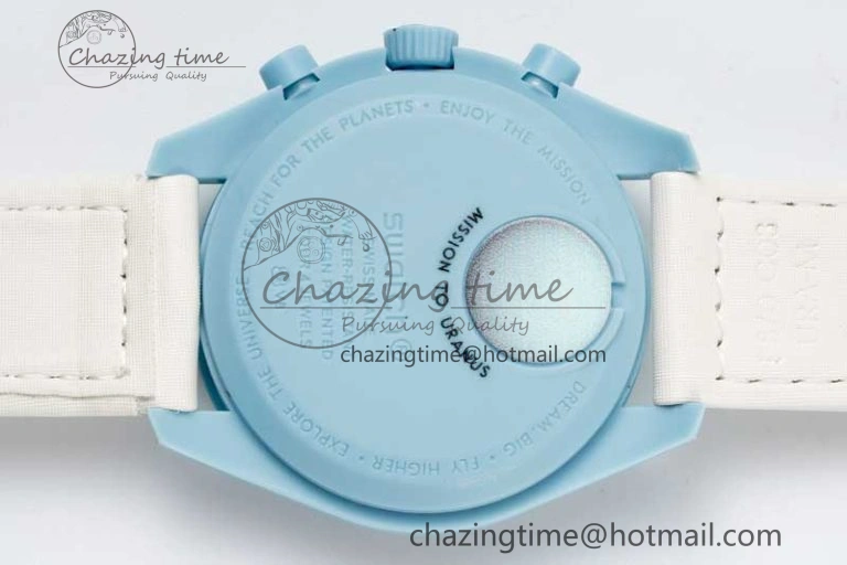 Neat Speedmaster Misson To Uranus 1:1 Best Edition Blue Dial On Nylon Strap Quartz 7860