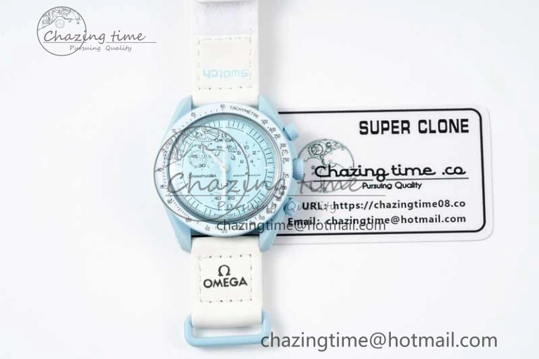 Neat Speedmaster Misson To Uranus 1:1 Best Edition Blue Dial On Nylon Strap Quartz 7860