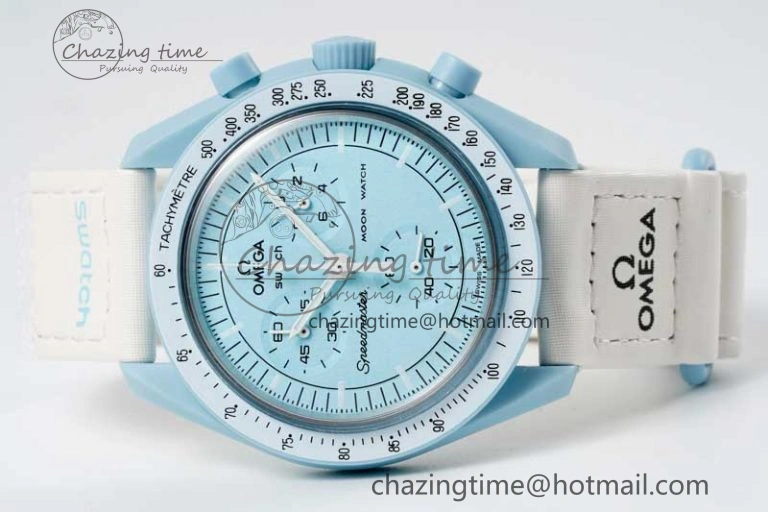 Neat Speedmaster Misson To Uranus 1:1 Best Edition Blue Dial On Nylon Strap Quartz 7860